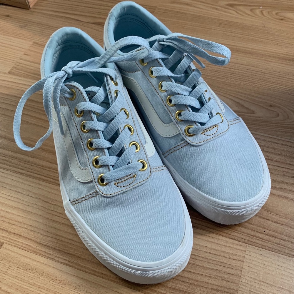 Vintage Baby Blue Vans W/ Gold